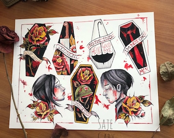 MCR Tattoo Flash Sheet Print  8x10