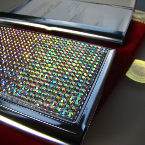 Rainbow Bling Swarovski Crystal Business Card Case