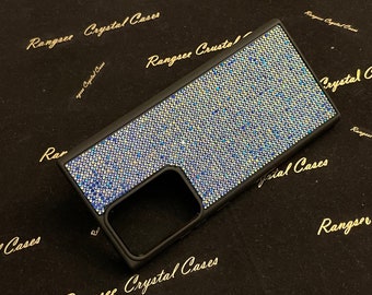 Galaxy Note 20, Note 20 Ultra with Blue Sapphire AB Crystals on Black TPU/PC Case