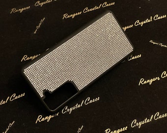 Galaxy S23, S23+, S23 Ultra with Clear Diamond Crystals on Black TPU/PC Case