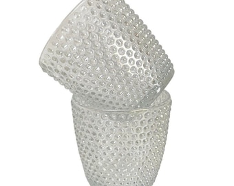 Pair of Iridescent Hobnail Candle Holders