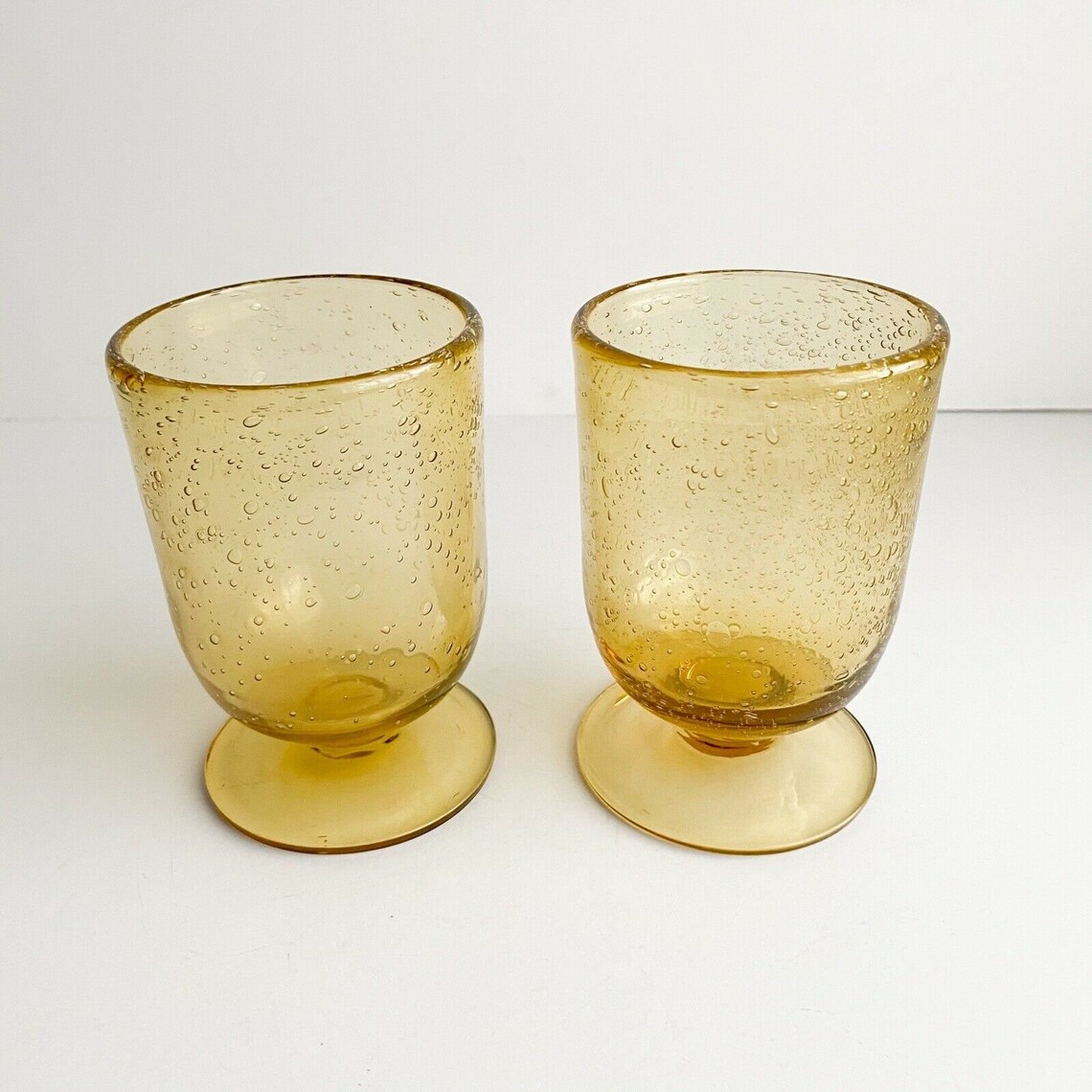 Yellow Mexican Bubble Glass Tumbler Glasses Handblown 2 Etsy