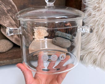 Clear Glass Saucepan Stovetop Pot – 6.25" Diameter | Bohemian MCM Boho Neutral Home Aesthetic