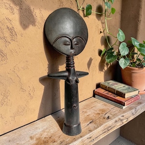 Vintage African Statue Ashanti or Asante "Akua'ba" Wooden Fertility Doll From Ghana