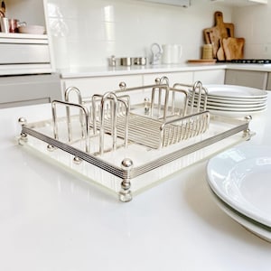 1970s Silver Plate Lucite Caddy – Mid-Century Buffet Server