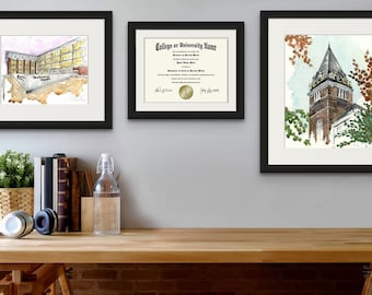 Giclee Watercolor Print Bundle of Georgia Tech's Tech Tower and Scheller College of Business - Great Graduation Gift