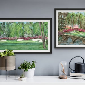 Holes #12 & 13 Augusta National Bundle - Amen Corner - Augusta, Georgia - Giclee Watercolor Fine Art Prints
