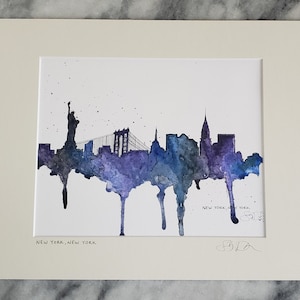 New York City Skyline - New York - Limited Run & Numbered Giclee Watercolor Print