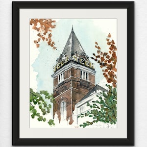 Giclee Watercolor Print of Georgia Tech's Tech Tower - Georgia Institute of Technology Atlanta Campus - Great Graduation Gift