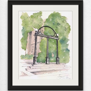 Watercolor Giclee Fine Art Print of the Arch at the University of Georgia's Athens Campus - Graduation Gift Ideas