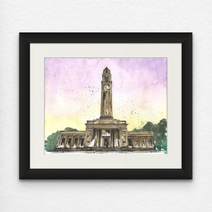LSU's Memorial Tower - Baton Rouge, Louisiana - Giclee Watercolor Fine Art Print - Great Graduation Gift