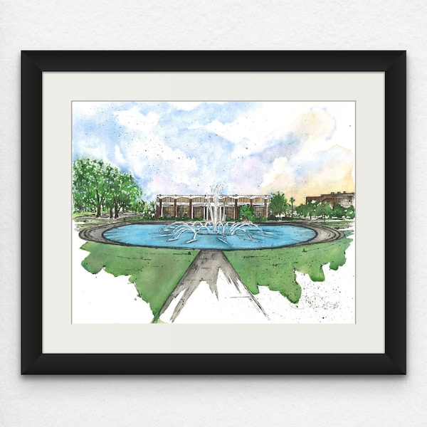 UCF's Millican Hall - Orlando, Florida - University of Central Florida Giclee Watercolor Print - Great Graduation Gift