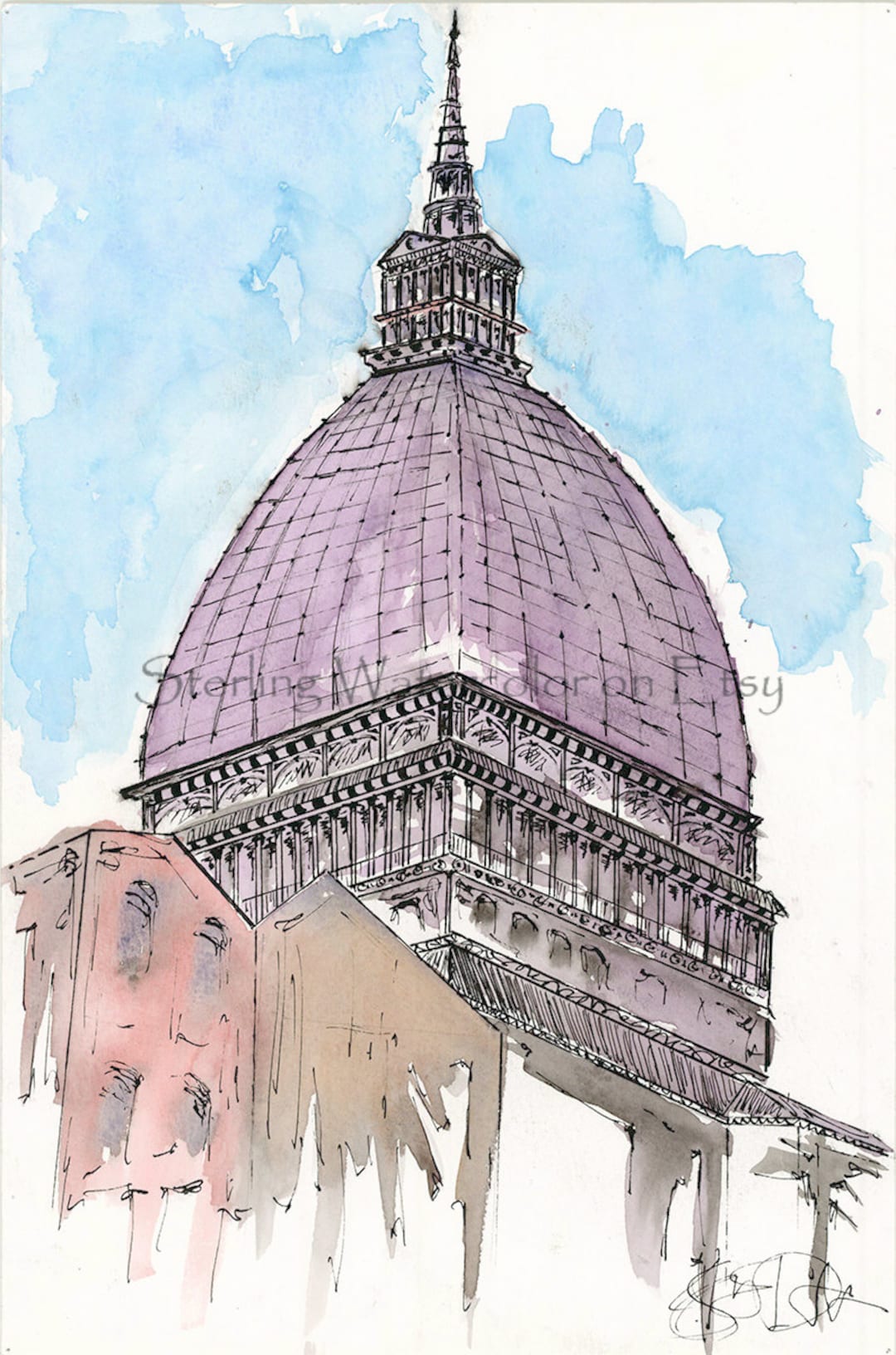 Mole Antonelliana Turin, Italy Giclee Watercolor Print - Etsy Norway