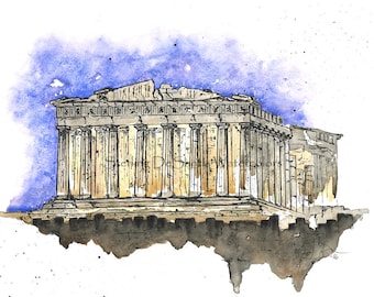 The Parthenon - Athens, Greece - Limited Run Giclee Watercolor Fine Art Print
