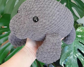 Handmade Crochet Manatee Plushie: Soft Stuffed Animal Gift