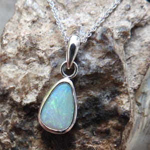 Solid Lightning Ridge Opal Sterling Silver Pendant Necklace