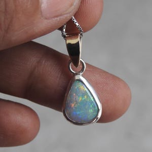 Solid Lightning Ridge Natural Opal Pendant Necklace