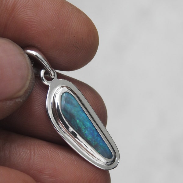 Australian Solid Natural Black Opal Pendant Necklace