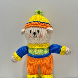 Jean Greenhowe - Clown - Playful Puppy - Knitted Doll - Knitted Toy - Puppy - Knitted Dog