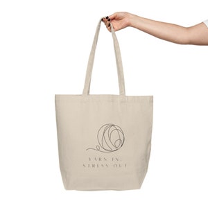 Yarn In, Stress Out - Canvas Knitting Project Tote Bag - Knitting Tote Bag - Yarn Lover Gift - Knitting Project Bag - Knitting Carryall