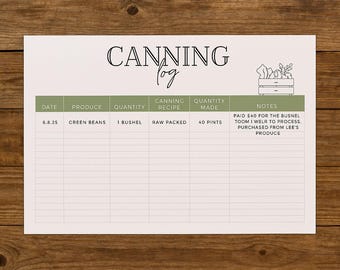 Printable Canning Journal | Editable Canva Template | Homestead Harvest and Preservation Log | Garden Pantry Tracker | Rustic Farmhouse PDF