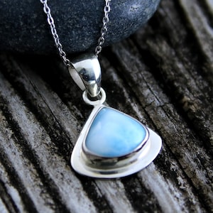 Genuine Larimar Stone Pendant 925 Sterling Silver Blue Jewelry, Chain not Included