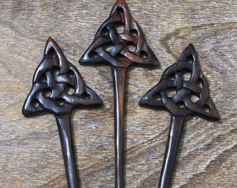 Hand Carved Wood Hair Pin - Organic Single Prong Hair Stick Traditional Style