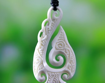Collana Con Amo Da Pesca Hawaiano Bianco, Collana Con Amo Da Pesca Surfista Polinesiano Maori Hawaiano Della Nuova Zelanda - Italia - Foto 7