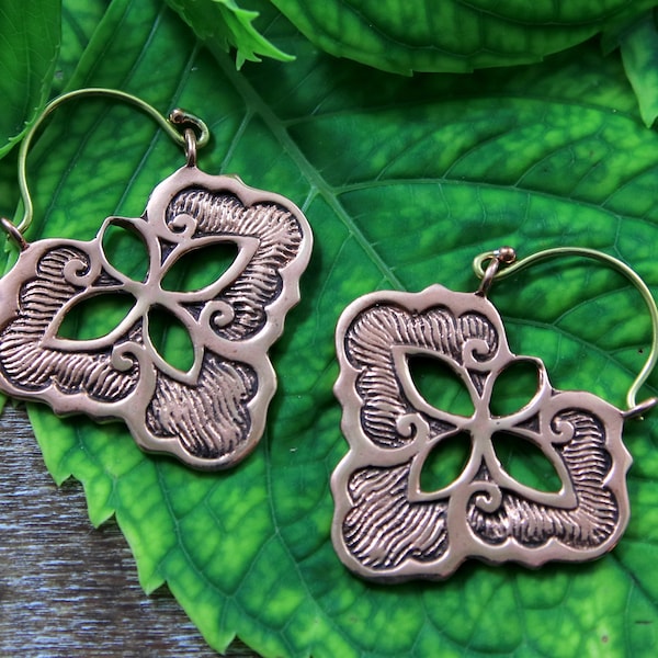 Pendientes colgantes de cobre y latón, joyería llamativa