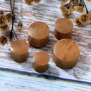 Hand Carved Wood Gauge Earrings, Double Flared Ear Plug 22mm 7/8 Concave