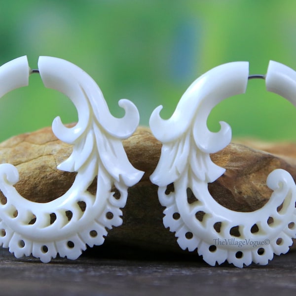 Cheater Gauges Organic Fake Gauge Bone Earrings Balinese Design