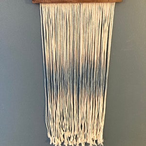 Simple Blue Grey Sound Wave Fiber Art Wall Hanging / Home Decor / Texture / Dip Dyed