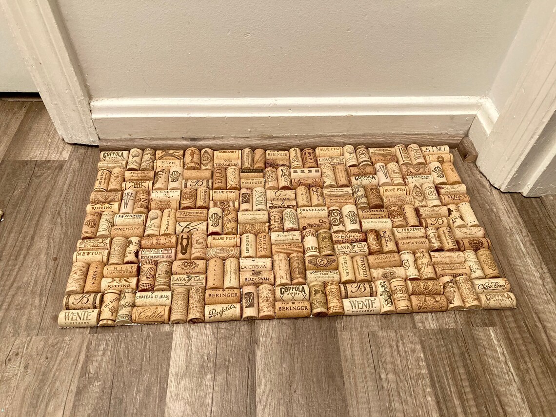 Upcycled Wine Cork Floor Mat Wine Cooler Recycled Repurposed Unique Etsy