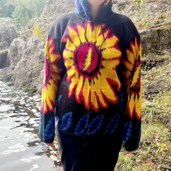Grateful Dead sunflower Bolt Hoodie in Black Purple Etsy Denmark