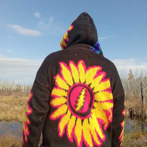 Grateful Dead ~Sunflower~ Bolt Hoodie in Black & Purple