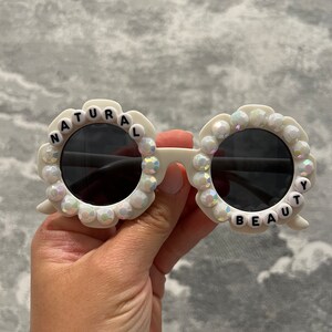Natural Beauty White Hand Beaded Kid Toddler Sunglasses
