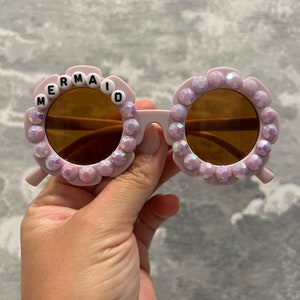 Mermaid Hand Beaded Kids Sunglasses Purple