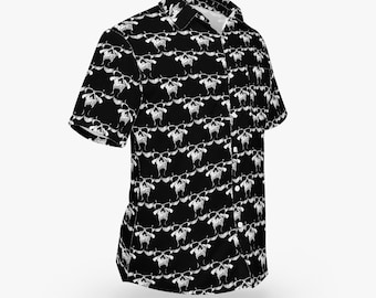 Black Danzig Skull Pattern Hawaiian Style Button Down Tee