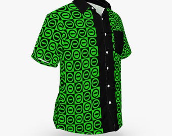 Type O Negative Symbol Pattern Hawaiian Style Button Down Tee Bowling Shirt