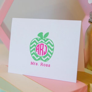 Personalized Monogram Teacher Stationery Set - Personalized Notecards - Apple Stationery - Teacher Monogram - Teacher Stationery - Apple