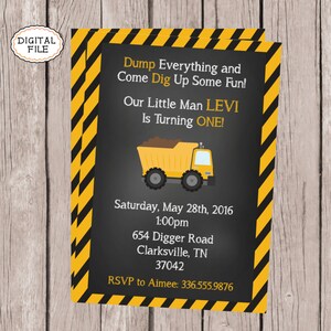 Construction Birthday Invitation - Construction Party - Construction Invitation - Dump Truck