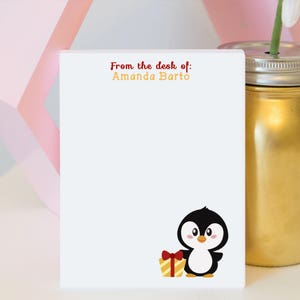 Holiday Notepad - Holiday Penguin Notepad - Penguin - Penguin Notepad - Winter Notepad - Stocking Stuffer - Personalized Notepad