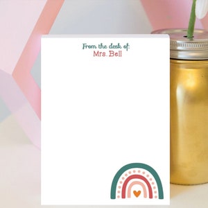 Boho Rainbow Personalized Notepad - Rainbow Notepad - Rainbow Gift - Teacher Gift