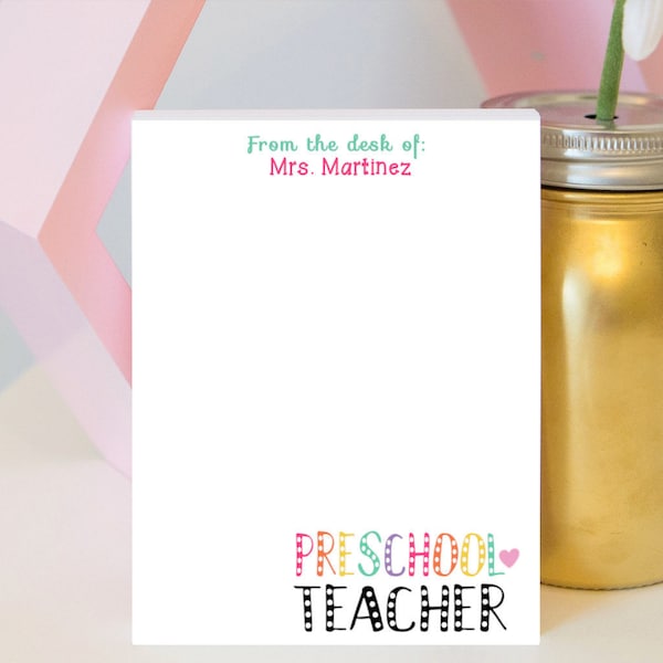 Preschool Teacher Notepad - Preschool Squad -Personalized Teacher Notepad - Teacher gift - teacher notepad - personalized notepad