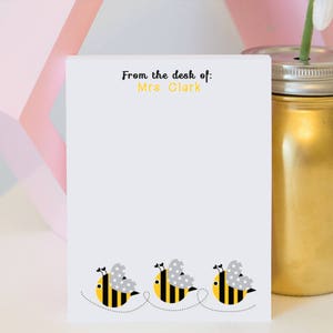 Personalized Teacher Notepad - Bee Notepad - teacher notepad - teacher gift - bee notepad - personalized notepad - custom stationery