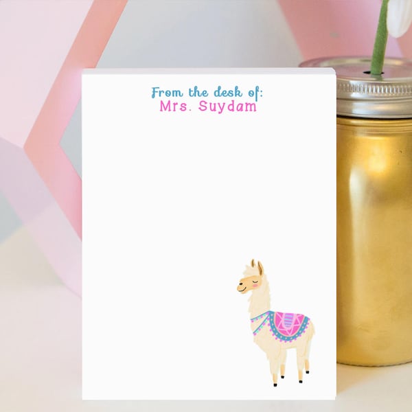 Llama Notepad - Personalized Teacher Notepad - Llama Gift - Llama - Llama Classroom - Teacher Gift