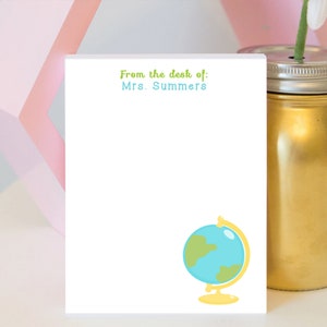 Personalized Teacher Notepad Globe- History Teacher gift - Globe Notepad - History Teacher - Teacher Appreciation Gift