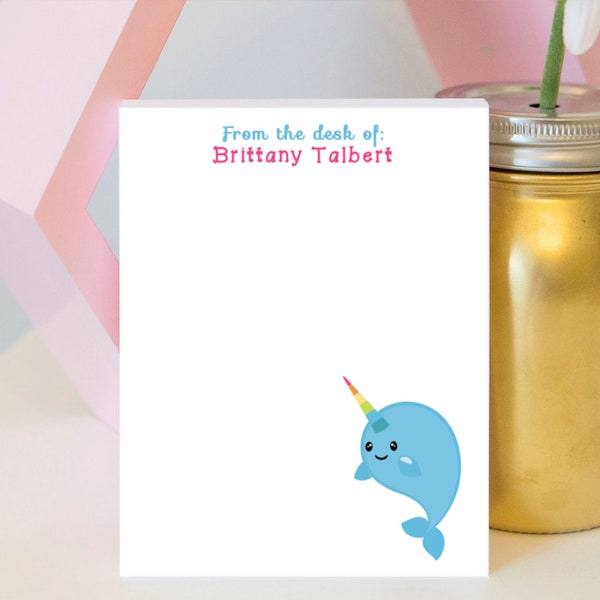 Narwhal Notepad - Personalized Notepad - Narwhal Gift - Narwhal Lover - Animal Notepad - Animal Gift - Magical Gift