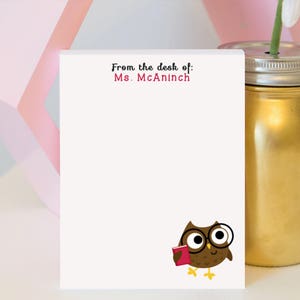 School Owl Notepad - Personalized Teacher Notepad - Owl Notepad - teacher gift - personalized notepad - Owl Classroom