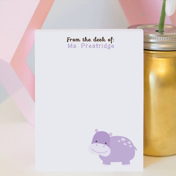 Hippo Notepad - Personalized Notepad - Hippo Gift - Hippo Lover - Hippo - Animal Notepad - Animal Gift - Stocking Stuffer